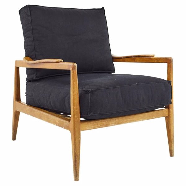 edmond spence urban aire mid century walnut lounge chair with black upholstery