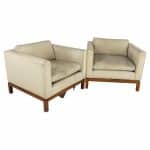 Florence Knoll Style Mid Century Club Lounge Chairs - a Pair