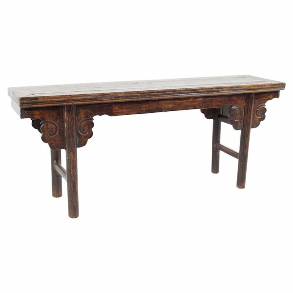 interior crafts mid century antiqued wood bench