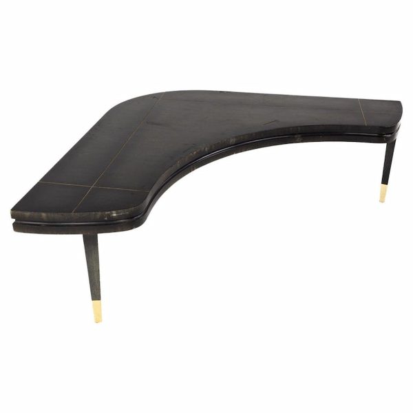 lane mid century brass accent boomerang corner table