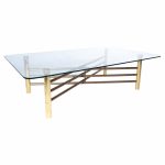 Mid Century Brass and Glass X Base Coffee Table
