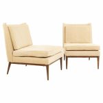paul mccobb mid century upholstered slipper chair - set of 2