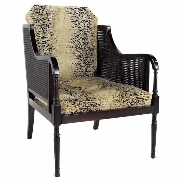 swaim mid century ebonized cane lounge chair