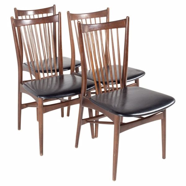 viko baumritter style mid century walnut dining chairs - set of 4