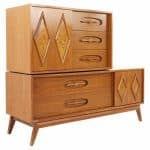 Young Manufacturing Style Mid Century Burlwood and Sculpted Walnut Dresser