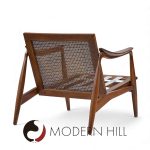 lawrence peabody for richardson nemschoff mid century ebonized walnut and cane lounge chairs - a pair