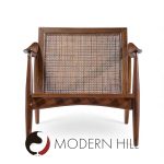 lawrence peabody for richardson nemschoff mid century ebonized walnut and cane lounge chairs - a pair