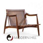 lawrence peabody for richardson nemschoff mid century ebonized walnut and cane lounge chairs - a pair