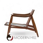 lawrence peabody for richardson nemschoff mid century ebonized walnut and cane lounge chairs - a pair