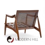 lawrence peabody for richardson nemschoff mid century ebonized walnut and cane lounge chairs - a pair