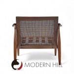 lawrence peabody for richardson nemschoff mid century ebonized walnut and cane lounge chairs - a pair