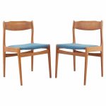 Mid Century Danish Teak Side Chairs - a Pair