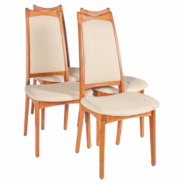 d scan style mid century high back teak dining chairs - set of 4