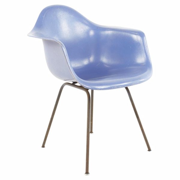 eames for herman miller mid century blue fiberglass shell chair