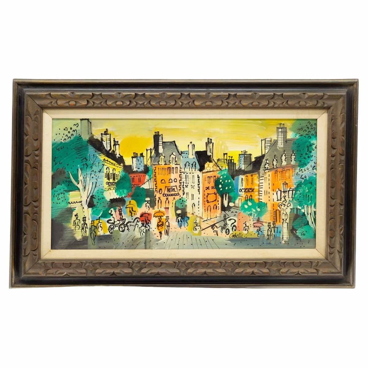 Framed Charles Cobelle Signed Mid Century Paris Cityscape Painting