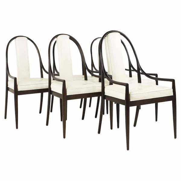 gerry zanck for gregori mid century ebonized walnut dining chairs - set of 6