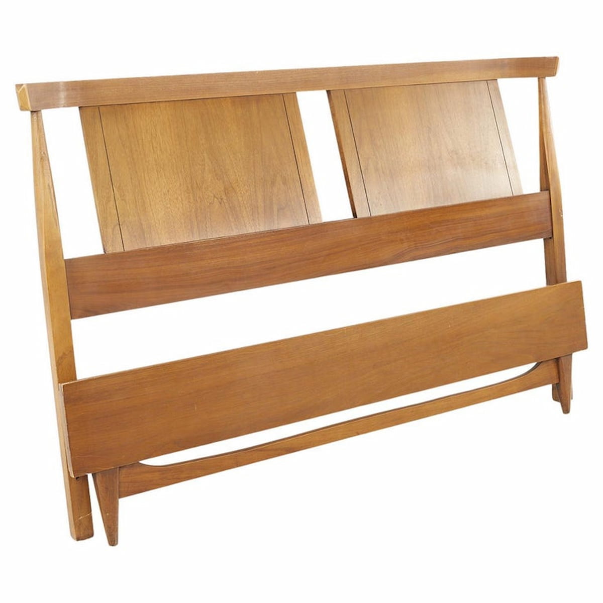 Kent Coffey Mid Century Tableau Full Walnut Headboard and Footboard