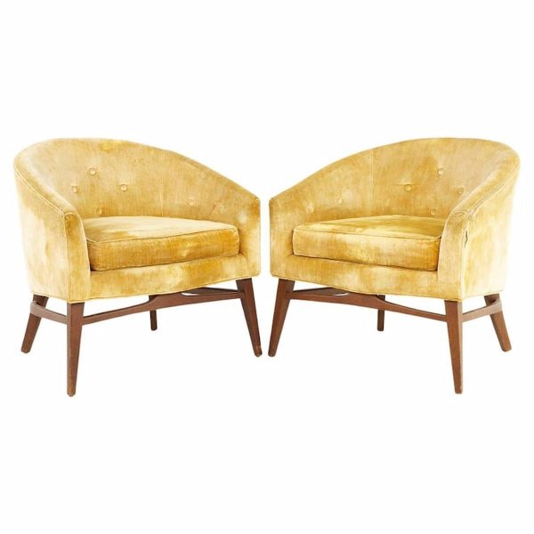 lawrence peabody for craft associates mid century lounge chairs - a pair