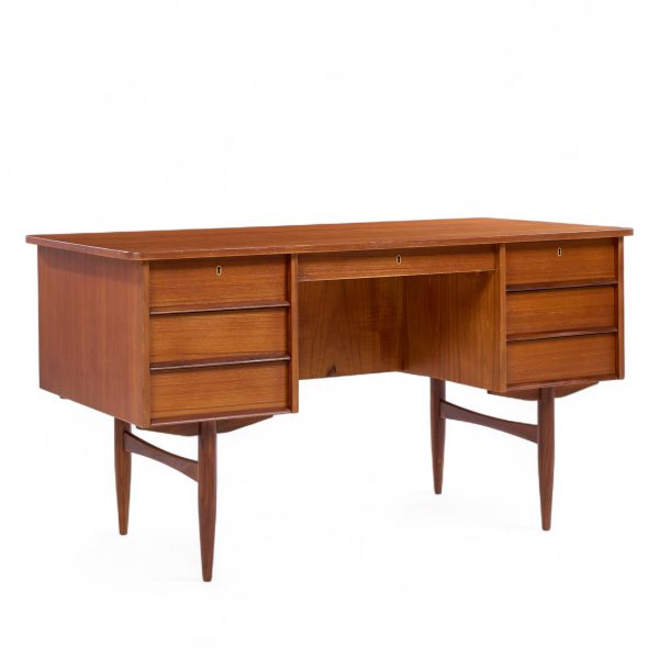 maurice villency style mid century teak desk with bookcase front