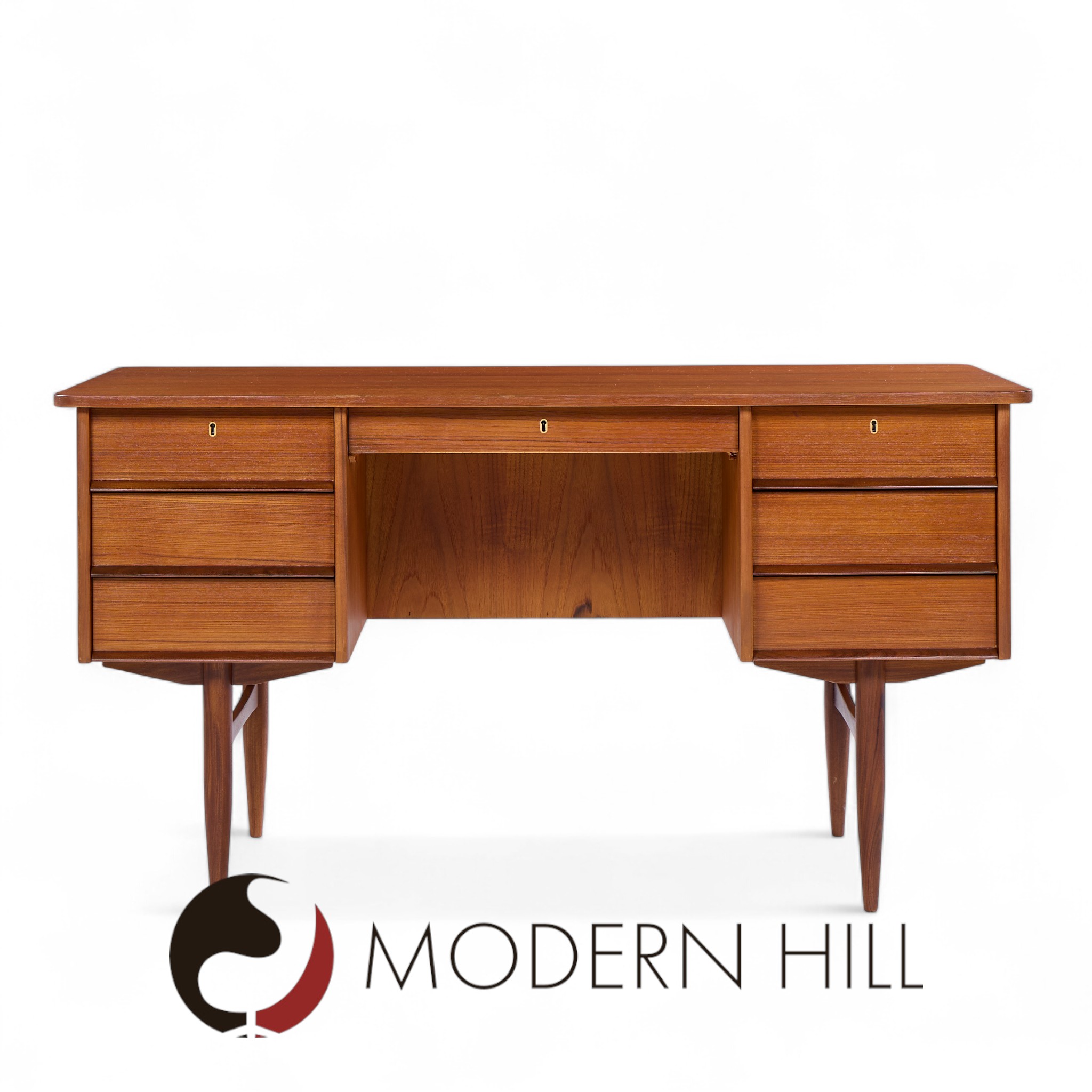Maurice Villency Style Mid Century Teak Desk with Bookcase Front