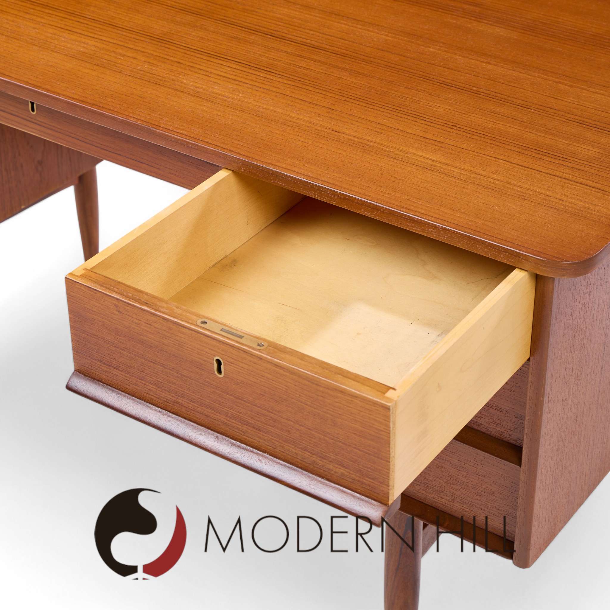 Maurice Villency Style Mid Century Teak Desk with Bookcase Front