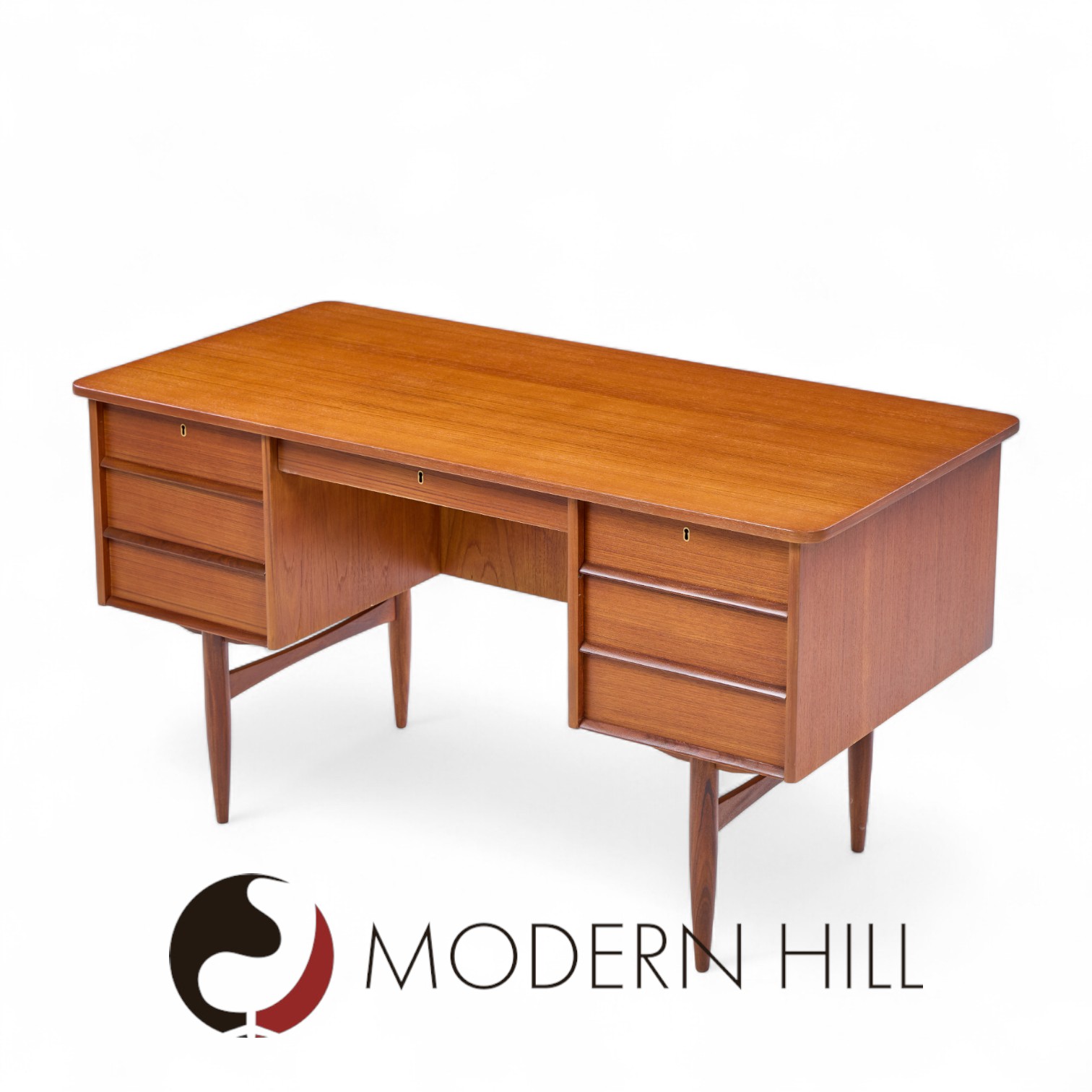 Maurice Villency Style Mid Century Teak Desk with Bookcase Front