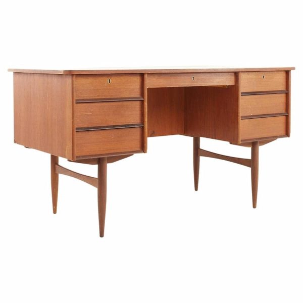 maurice villency style mid century teak desk with bookcase front