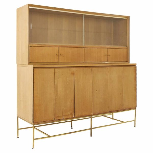 paul mccobb for calvin mid century brass base credenza with hutch