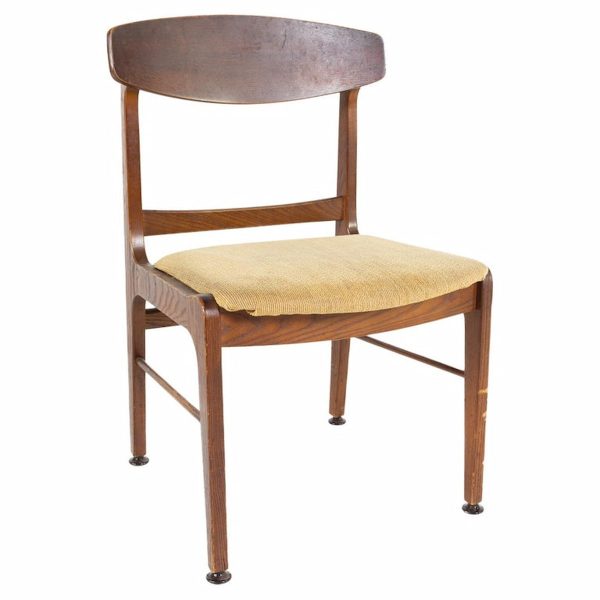 stanley mid century walnut dining side chair