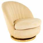 Milo Baughman for Thayer Coggin Mid Century Brass Base Swivel Lounge Chair