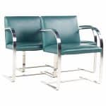 Brno Mid Century Flat Bar Leather Chairs - Set of 4