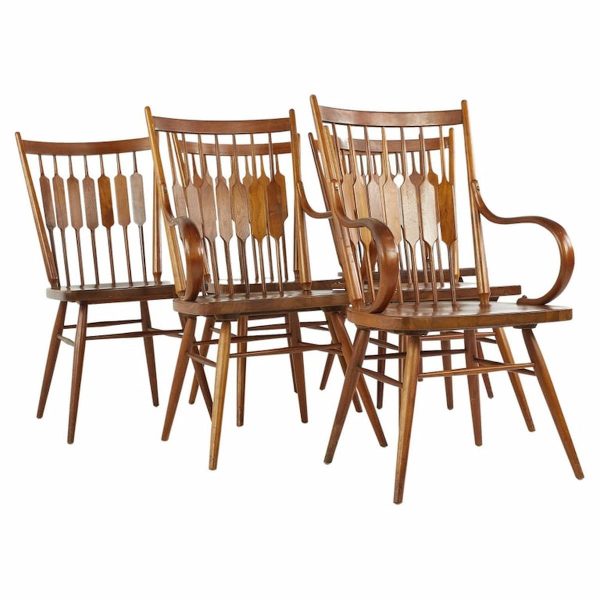 kipp stewart for drexel centennial mid century walnut dining chairs - set of 6