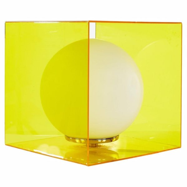 laurel mid century yellow acrylic cube lamp