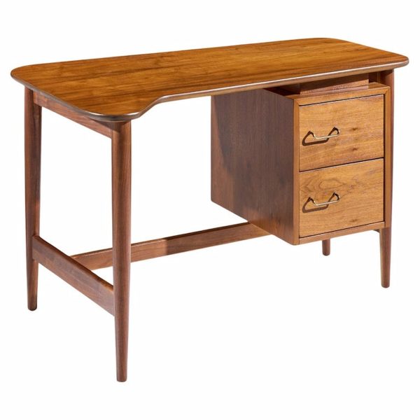 merton gershun for american of martinsville mid century walnut curved top desk