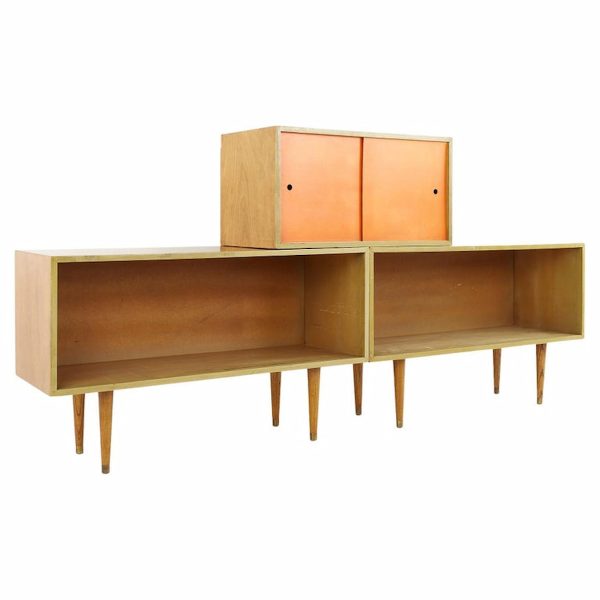 paul mccobb style walnut bookcase cabinet credenza with bookcase box