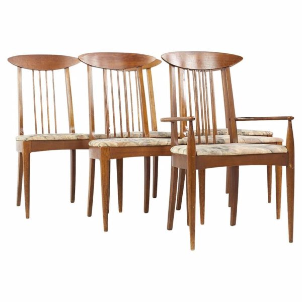 broyhill sculptra mid century walnut dining chairs - set of 6