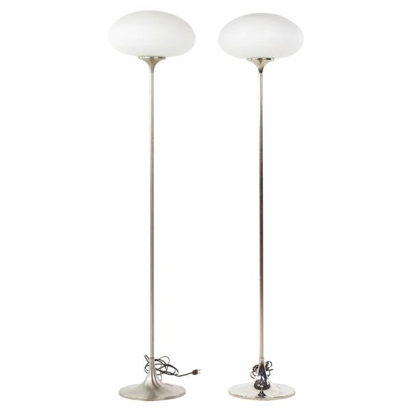 laurel lamp company mid century stainless steel tulip floor lamp - pair