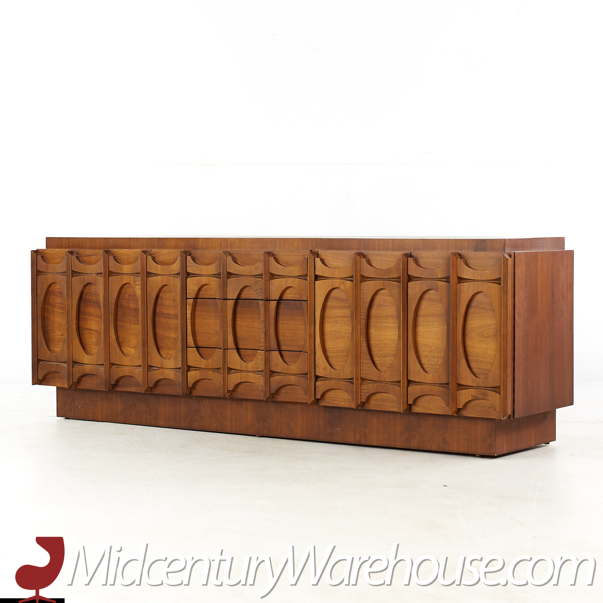 Tobago Brutalist Mid Century Walnut Credenza