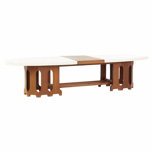 harvey probber mid century terrazzo marble and walnut coffee table
