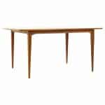 lane perception mid century walnut expanding dining table with 2 leaves