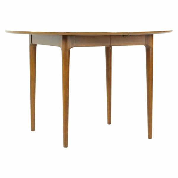lawrence peabody mid century walnut dining table with 2 leaves