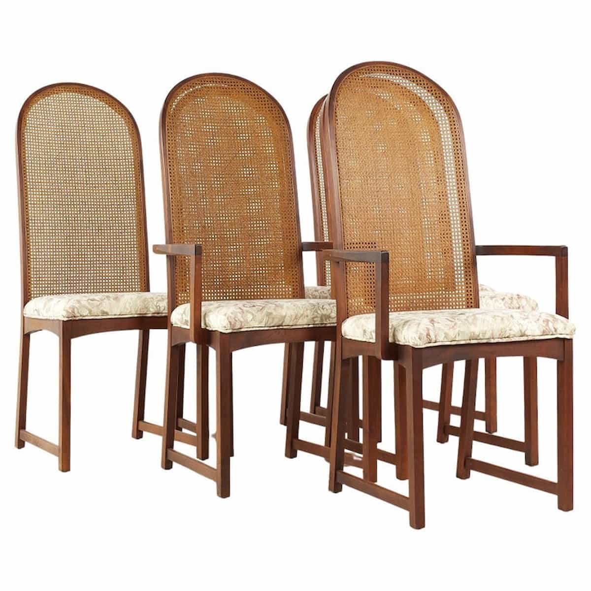Milo Baughman for Directional of Mid Century Modern Chairs Furniture Set Modern Century Hill 6 and | Walnut Mid Back | – Dining Cane