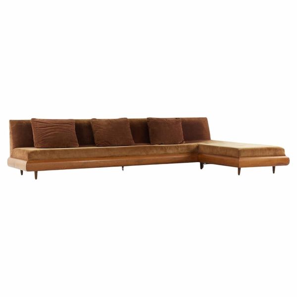 adrian pearsall mid century walnut grand boomerang sofa