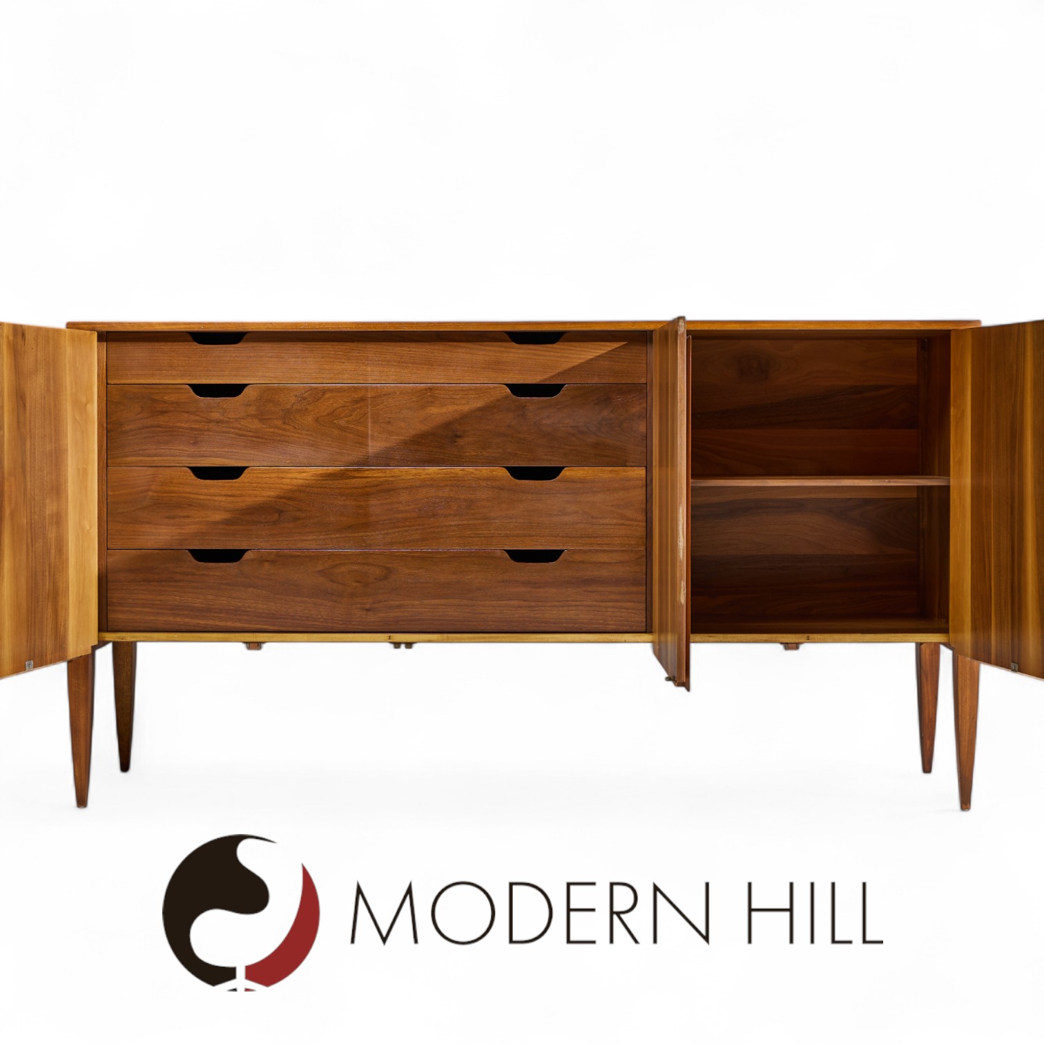 Gio Ponti for Singer and Sons Mid Century Walnut Model 2160 Cabinet