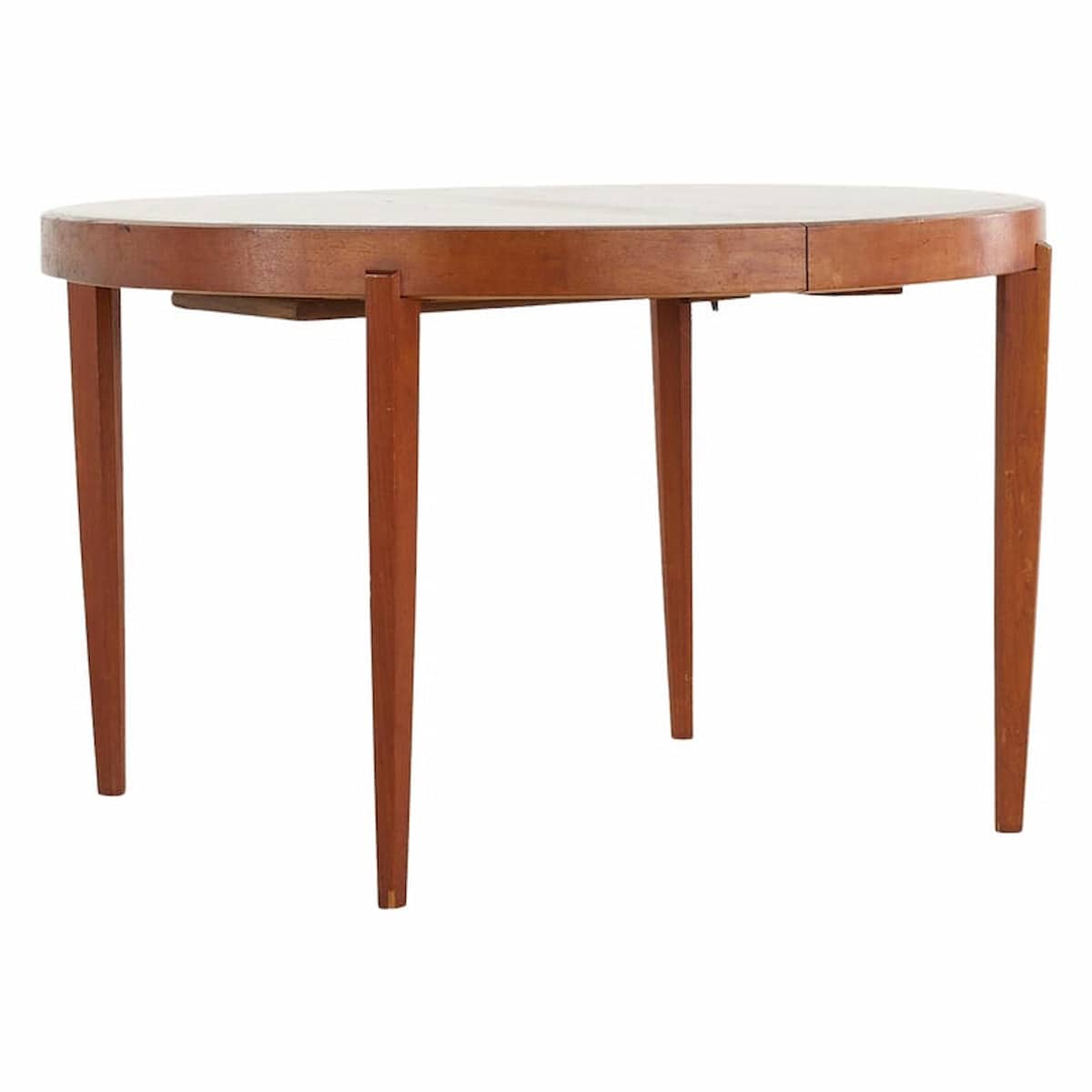 Johannes Andersen Style Mid Century Teak Expanding Dining Table with 4 Leaves