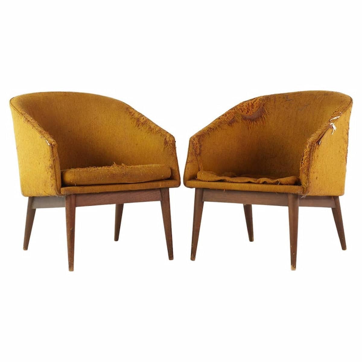 Lawrence Peabody for Craft Associates Mid Century Walnut Lounge Chairs - Pair