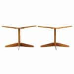 Edward Wormley Style Mid Century Walnut and White Laminate End Tables - Pair