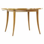 Harvey Probber Mid Century Saber Leg Bleached Mahogany Extension Dining Table with 1 Leaf
