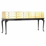 Kittinger Mid Century Gold Leaf Chest of  Drawers on Black Lacquer Stand