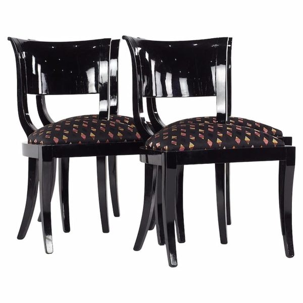 klismos style mid century black lacquer dining chairs - set of 4